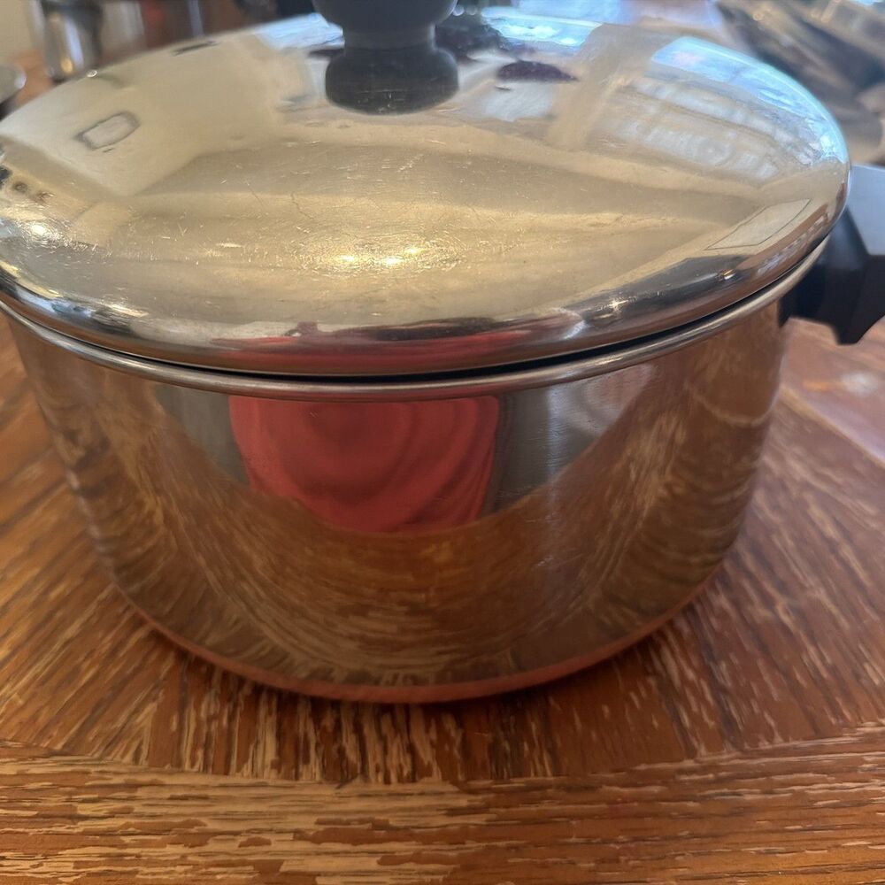 Revere Ware 1801 Pre-68 6 Qt Copper Bottom Domed Lid Dutch Oven / Stock Pot READ